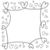 Frame with a pattern of hearts drawn in doodle style on a white background vector