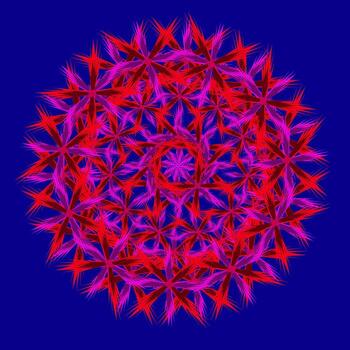 Round abstract pattern of red and pink colors on a blue background vector