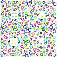 Abstract geometric background with a pattern of multi-colored rings and circles drawn in doodle style vector