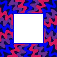 A rectangular frame in pink and blue, decorated with an abstract pattern of wavy lines vector