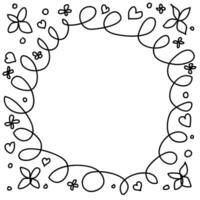 Abstract frame with a floral pattern drawn in doodle style vector