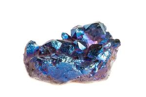 Macro mineral stone Titanium Quartz, Flame Aura Quartz on a white background photo