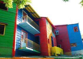 beautiful bright colorful and authentic facades of houses in the La Boca area of Buenos Aires photo