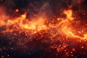 Intense and dynamic concept, closeup of fiery sparks and embers against a dark background photo