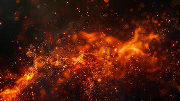 Captivating image capturing the fierce beauty of mystical fire with glowing sparks photo