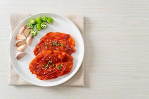 pork Korean marinated or fresh pork raw marinated with Korean spicy paste photo