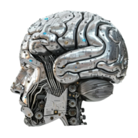 Highly Searchable Robot Head With Brain On Transparent Background. png