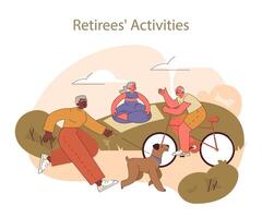 Retirees' Activities concept. vector