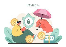 Insurance concept. Safeguarding financial assets with comprehensive coverage. vector