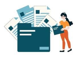Organized administrator manages extensive documentation vector