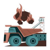 Fossil fuel. Fossil resources extraction. Earth raw materials depletion. vector