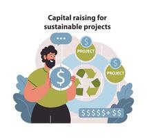 Capital raising for green projects. Investing in recycling and renewable resources. vector