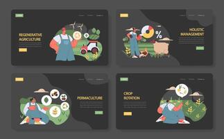 Regenerative Agriculture framework set. vector