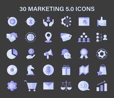 Marketing 5.0 icon set. Essential visual elements representing advanced digital marketing vector