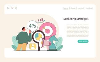 Marketing Strategies concept. A visual study on the 4Ps of marketing, showcasing the strategy behind product placement. vector