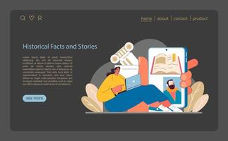 Historical Discovery concept. Digital exploration of ancient civilizations and significant events. vector