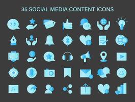 Social Media Content icons set. Array of digital engagement and network interaction icons. vector