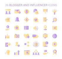 Blogger and Influencer icons set. Versatile icons for content creation, audience engagement, and personal branding. vector