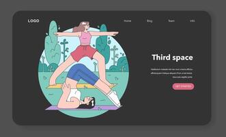 Third place night or dark mode web banner or landing page. Social vector