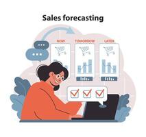 Sales Forecasting Visualization. Insightful projection of future retail trends and sales volumes. vector