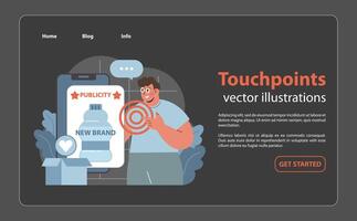 Touchpoints concept. A visual representation of customer engagement with new brand. vector