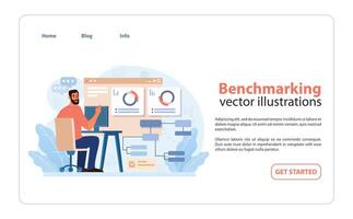 Benchmarking Analysis . An expert analyzes performance metrics. vector