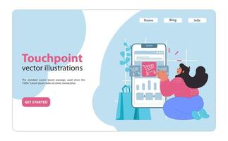 Touchpoint concept. Optimizing customer interaction with digital shopping platforms. vector