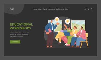Interactive learning workshop. Flat illustration vector