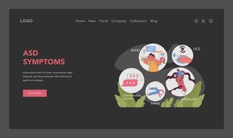 Informative visualization of Autism Spectrum Disorder symptoms. Flat illustration vector
