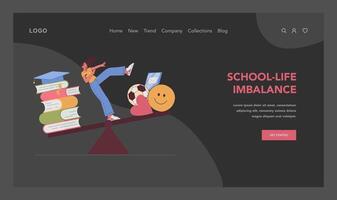 Educational stress web or landing. Student attempts to balance academic vector