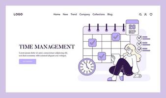 An organized woman efficiently plans her schedule, marking tasks on a calendar, epitomizing structured time utilization vector