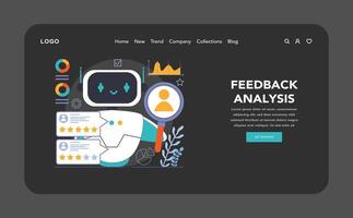 Chat bot dark or night mode web or landing. AI-powered customer service vector