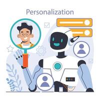 Chat bot. AI-powered customer service. Online consultation with artificial vector