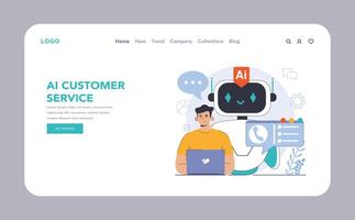 Chat bot web or landing. AI-powered customer service. Online consultation vector