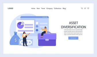 Asset Diversification web or landing. Displaying the strategic spread of investments vector