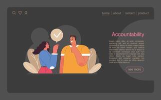 Delegation web banner or landing page dark or night mode. Task assignment vector
