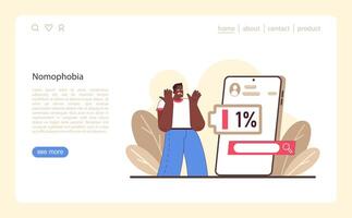 Digital detox web or landing set. Characters practicing mindfulness, vector