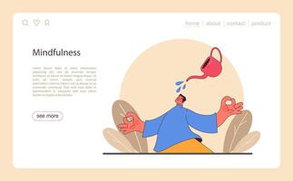 Patience web banner or landing page. Calm person finding vector