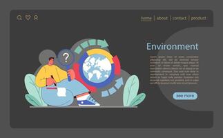 Environmental analysis in PEST framework. Analyst evaluating ecological factors with global implications. vector