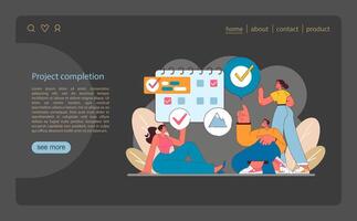 Project Completion in IT project management. Captures the moment of achieving milestones vector