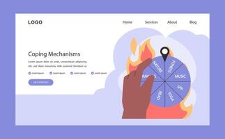 Professional burnout coping mechanism web banner or landing page. vector