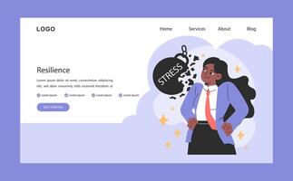 Professional burnout resilience web banner or landing page. vector
