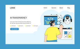 AI ethics web or landing. Artificial intelligence and neural networks vector