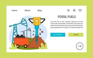 Climate change web banner or landing page. Fossil fuel. Natural resources vector