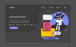 Incognito mode web banner or landing page dark or night mode. Private vector
