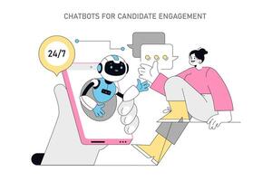 Using AI for Human Resources. Flat Illustration vector