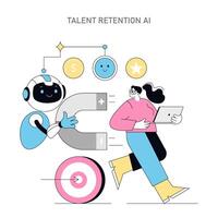 Using AI for Human Resources. Flat Illustration vector
