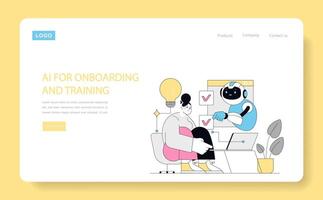Using AI for Human Resources. Flat Illustration vector
