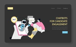 Using AI for Human Resources. Flat Illustration vector