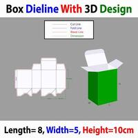 Auto Lock Box 4x8x10cm Dieline Template With 3d Design vector